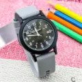 Kinder leerhorloge met 24-uurs wijzerplaat en kalender siliconen band waterdicht - Grijs & Zwart