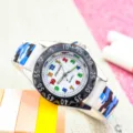 Kids camouflage quartz watch with colorful numbers, silicone strap for boys and girls outdoor sport. - Camo White