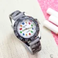 Kids camo quartz watch with white dial colorful numbers and comfortable silicone strap for boys outdoor. - Camo Gray