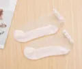 Calzini donna in seta di cristallo trasparente con perle, calze corte estive sottili. - Rosa