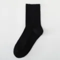 Men black mid-calf socks casual business cotton dress sock daily wear variant solid color - Black