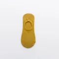 Comfortable yellow cotton invisible boat socks for women, anti-slip low cut short socks. - One Size / Turmeric