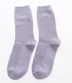 Women cotton mid-tube socks solid color lavender cute casual hosiery daily wear style - One Size / Gray