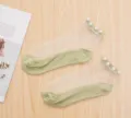 Calzini corti trasparenti in seta cristallo e rete da donna con perle, leggeri estivi. - Verde avocado