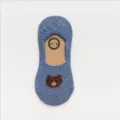 Women cute bear low cut invisible boat socks non-slip shallow cotton short socks casual wear - One Size / Blue