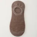 Women low cut invisible boat socks brown cotton shallow casual everyday short socks - One Size / Coffee