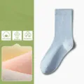 Chaussettes mi-hautes femme en pur coton, respirantes douces confortables bleu clair. - Bleu