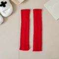 Red knitted leg warmers for women, cozy winter thermal ribbed long socks, casual knit boot cuffs. - One Size / Red
