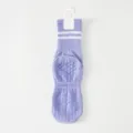 Purple non-slip yoga socks with mid-calf stripes and silicone grip dots for fitness. - Light Purple