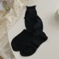 Calcetines hasta media pantorrilla con volantes negros mujer fino verano ballet par - Talla única / Negro