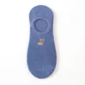Blue shallow boat socks for women, thin cotton invisible socks with cute little dog embroidery. - One Size / Denim Blue