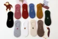 Women summer thin low cut invisible socks multi-color cute animal embroidery anti-slip boat socks - One Size / Random Assorted