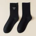 Calcetines negros lazo lindo mujer moda algodón estilo dulce casual diario nuevo - Talla única / Negro