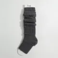 Dark Grey Knit Stirrup Leg Warmers Winter Y2K Thermal Foot Cover Cozy Women Sock - One Size / Dark Gray