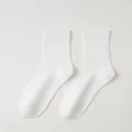 Klassische einfarbige weisse Baumwollsocken fuer Damen, bequeme taegliche Freizeitkleidung. - Einheitsgröße / Weiß