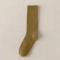 Thickened thermal women crew socks autumn winter solid color warm cozy daily wear cotton socks - One Size / Matcha Green