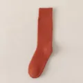 Thickened Winter Knit Crew Socks in Rust Orange, Cozy Warm Mid-Calf Thermal Ribbed Socks - One Size / Dark Red