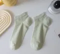 Light green short ankle socks for women, thin breathable summer ice silk socks, seamless. - One Size / Light Green