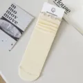 Women mulberry silk cooling summer thin mid-tube white stacked socks breathable anti-odor - Light Yellow