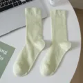 Women's summer breathable mesh crew socks solid color comfortable cotton long socks - One Size Fits 36-42 / Green