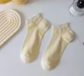 Women's summer short socks, lightweight breathable solid color variant in soft light yellow. - One Size / Yellow