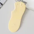 Women Light Yellow Invisible Boat Socks Breathable Mesh Low Cut Cotton Casual Socks - One Size (35-40) / Yellow