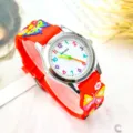 Kids quartz watch red silicone strap cute butterfly flower design children timepiece - Butterfly Red