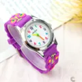 Jolie montre quartz pour enfants avec bracelet en silicone papillon violet et cadran chiffres. - Papillon - Violet foncé