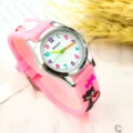 Montre quartz rose pour enfants avec bracelet chat mignon et chiffres colores pour les filles. - Chat - Rose