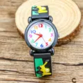 Kids cartoon quartz watch with colorful numbers and cute excavator strap for boys daily wear. - Excavator Style / Black