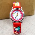 Orologio cartone animato bambini cinturino silicone rosso quadrante educativo carino - Rosso