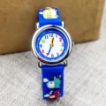 Orologio per bambini con auto cartoon e cinturino in silicone blu per ragazze e ragazzi. - Blu scuro