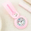 Montre de poche suspendue en silicone rose avec cadran coloré mouvement quartz. - Rose