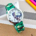 Orologio con dinosauro cartone animato per bambini, cinturino in silicone camouflage verde. - Dragone Nero