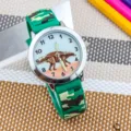 Orologio Al Quarzo Bambini Dinosauro Cinturino Silicone Mimetico Verde Casuale - Stegosauro