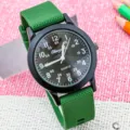 Orologio al quarzo per bambini con cinturino in silicone verde, elegante e impermeabile. - Verde Nero