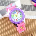 Kinderuhr süße Libelle Quarz Armbanduhr mit bunten Zahlen rosa Silikonarmband Geschenk - Lila
