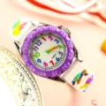 Kinder Quarzuhr mit bunten Zahlen und Ozean Motiv Armband, ideal für Jungen und Mädchen 3-9 Jahre. - Lila