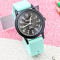 Orologio quarzo bambini con numeri chiari e cinturino silicone verde menta stile - Verde menta e nero