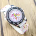 Kids unicorn quartz watch with silicone strap and colorful numbers dial for girls - Style A - Black