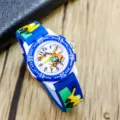 Kids cute excavator cartoon quartz watch with blue strap and digital dial for boys and girls. - Model A 10-Position / Dark Blue