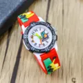 Kids cute cartoon excavator watch with red silicone strap and white dial for boys - Model C 9-Position / Red