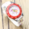 Cute kids silicone watch with unicorn dial and red bezel, perfect for daily wear. - Type A-Red