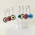 Handmade crochet evil eye keychain cute knit bag charm accessories multi color pendant - Eyeball Pendant Keychain