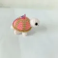 Porte-clés tortue au crochet artisanal et charm de sac adorable animal tricoté rose et beige - 8*5CM / Rose Brun Blanc