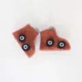 Cute brown toddler feather yarn anti-slip floor socks with car appliques for baby winter - Dark Coffee