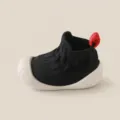 Baby prewalker shoes soft sole non-slip infant toddler walking shoes black 1 pair - Black