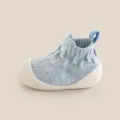 Baby blue prewalker knit walking shoes for infant boys and girls, soft anti-slip soles. - Baby Blue