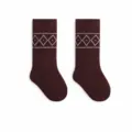 Calze lunghe bambino cotone rosso vino autunno nuovo traspirante maglia ginocchio ragazzi ragazze - Borgogna