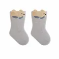 Baby cotton mid-tube socks, grey rabbit variant, soft and comfortable for newborns. - Gray Rabbit